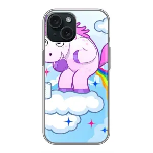Чехол Unicorn на iPhone 14 (Радуга единорожка)