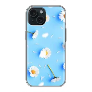 Чохол з Квітами для iPhone 14 (ромашки на блакитному)