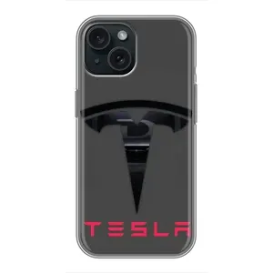 Силіконовий бампер з картинкою машини на iPhone 14 (Logo TESLA)