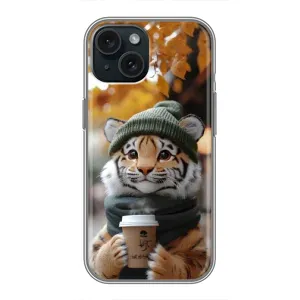 Друкований чохол 'Звірята з кавою' для iPhone 14 (Тигр з кавою)