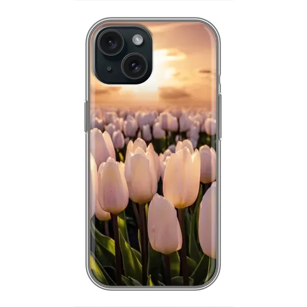 Чехол с рисунком «Закат с цветами» для iPhone 14