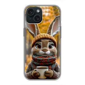 Друкований чохол 'Звірята з кавою' для iPhone 14 (Зайчик з кавою)