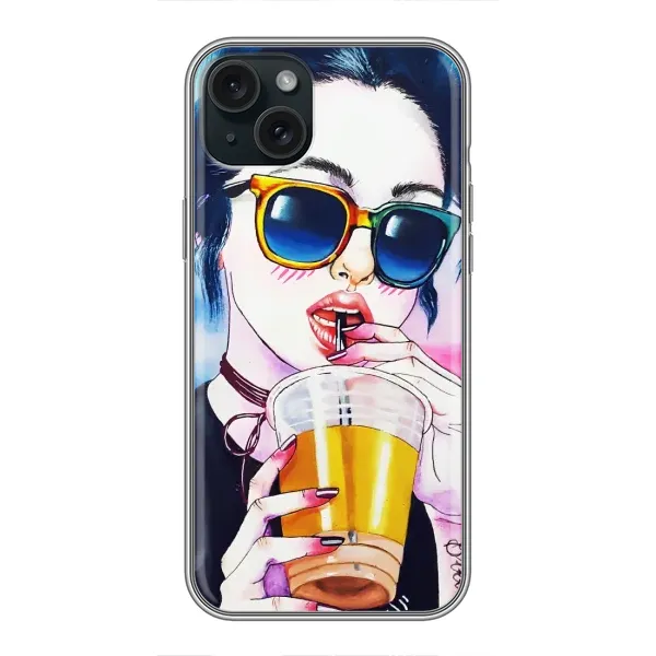 Чехол с рисунком «Девушка с коктейлем» для iPhone 14 Plus