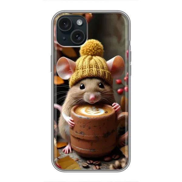 Чехол с рисунком «Мышка с кофе» для iPhone 14 Plus Чехол с рисунком «Мышка с кофе» для iPhone 14 Plus