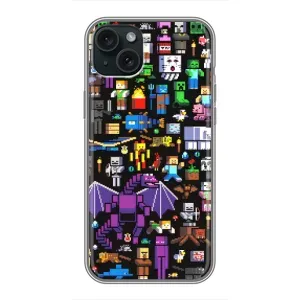 Чехол майнкрафт для iPhone 14 Plus (Все персонажи)