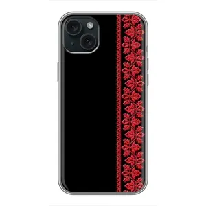 Силіконовый Чохол на iPhone 14 Plus з картинкой Вишиванки (Вишиванка на чорному)