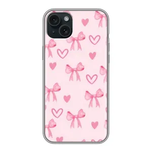 Чехол банты для iPhone 15 Plus (Бантики и сердечки)