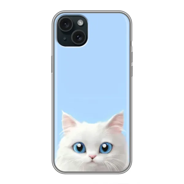 Чехол с рисунком «Белый кот» для iPhone 15 Plus Чехол с рисунком «Белый кот» для iPhone 15 Plus