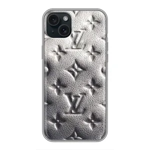 Текстурный Чехол Louis Vuitton для Айфон 15 Плюс (Бежевый ЛВ)