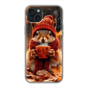Друкований чохол 'Звірята з кавою' для iPhone 15 Plus (Білка з кавою)