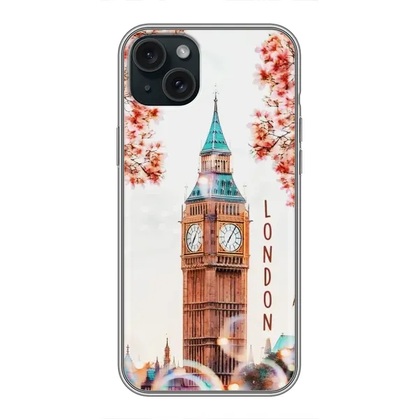 Чехол с рисунком «Часы Лондон» для iPhone 15 Plus