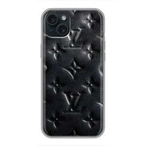 Текстурный Чехол Louis Vuitton для Айфон 15 Плюс (Черный ЛВ)