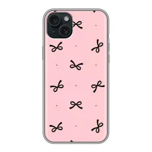 Чехол банты для iPhone 15 Plus (Черные бантики)