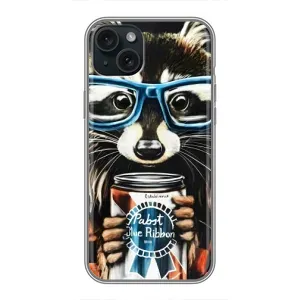 Силіконовий Чохол з Энотами на iPhone 15 Plus (Єнот в окулярах)