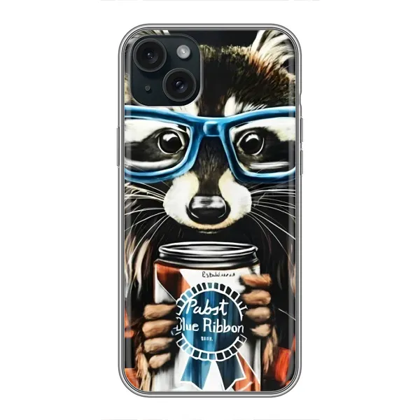 Чехол с рисунком «Енот в очках» для iPhone 15 Plus Чехол с рисунком «Енот в очках» для iPhone 15 Plus