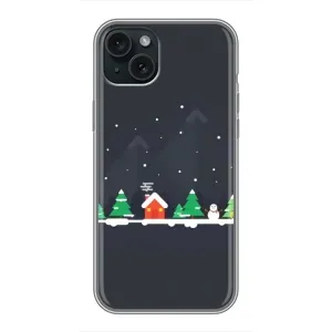 Силиконовый бампер на рождество для iPhone 15 Plus (Город зимний)