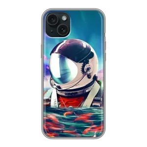 Силиконовый Чехол с принтом "Космонавты" на iPhone 15 Plus (Космонавт в воде)