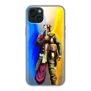 Чохол з картинкою (Патріотичний КОЗАК) на iPhone 15 Plus (КОЗАК з крилами)