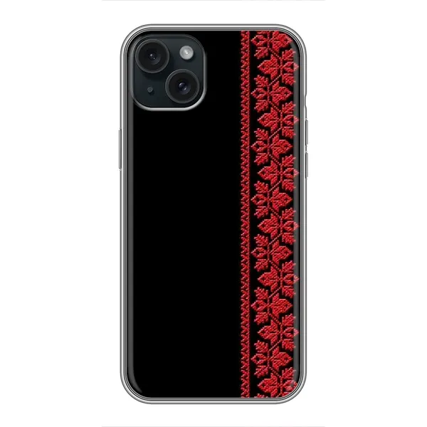 Чехол с рисунком «Красная Вышиванка» для iPhone 15 Plus Чехол с рисунком «Красная Вышиванка» для iPhone 15 Plus
