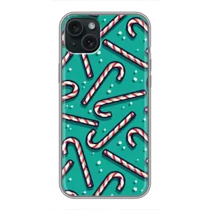 Силиконовый бампер на рождество для iPhone 15 Plus (Леденцы)