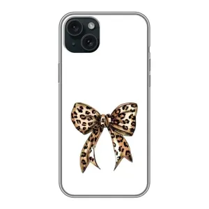 Чехол банты для iPhone 15 Plus (Леопардовый принт)