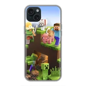 Чохли для iPhone 15 Plus (Персонажі МайнКрафт) (Майн-крафт)