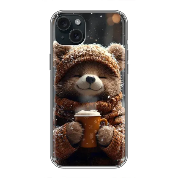 Чехол с рисунком «Медвежонок с кофе» для iPhone 15 Plus Чехол с рисунком «Медвежонок с кофе» для iPhone 15 Plus