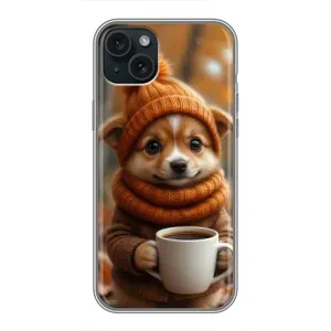 Друкований чохол 'Звірята з кавою' для iPhone 15 Plus (Песик з кавою)