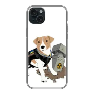 Чехол с принтом Собаки Патрон для iPhone 15 Plus (Пёс Патрон с ракетой)