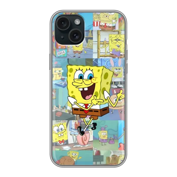 Чехол с рисунком «Радостный Спанч Боб» для iPhone 15 Plus