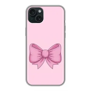 Чехол банты для iPhone 15 Plus (Розовый бантик)