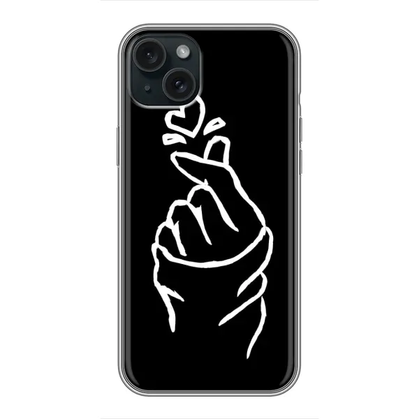 Чехол с рисунком «Сердце на черном» для iPhone 15 Plus Чехол с рисунком «Сердце на черном» для iPhone 15 Plus