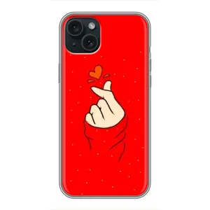 Чохол (Знак сердечка) для iPhone 15 Plus (Сердечко на червоному)