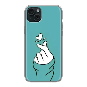 Чохол (Знак сердечка) для iPhone 15 Plus (Сердечко на бірюзовому)