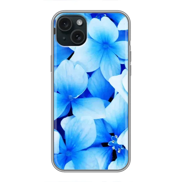 Чехол с рисунком «Синие цветы» для iPhone 15 Plus