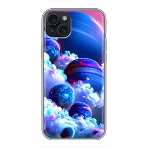 Чехлы КОСМОС для iPhone 15 Plus (Синие планеты)