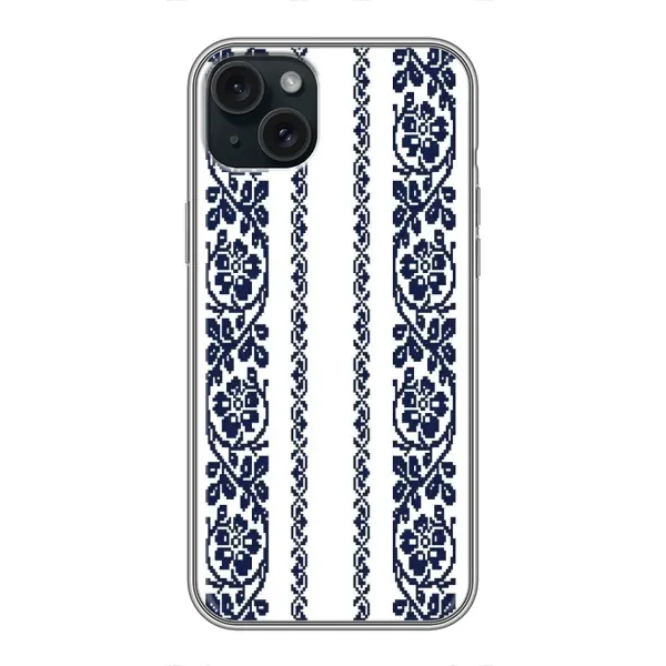 Чохол з малюнком «Синя вишиванка» для iPhone 15 Plus Чохол з малюнком «Синя вишиванка» для iPhone 15 Plus