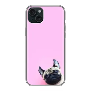 Бампер для iPhone 15 Plus з картинкою "Песики" (Собака на рожевому)