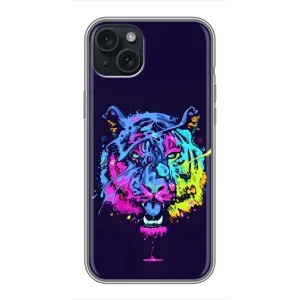 Силіконовий бампер з картинкою звірів для iPhone 15 Plus (Тигр-Арт)