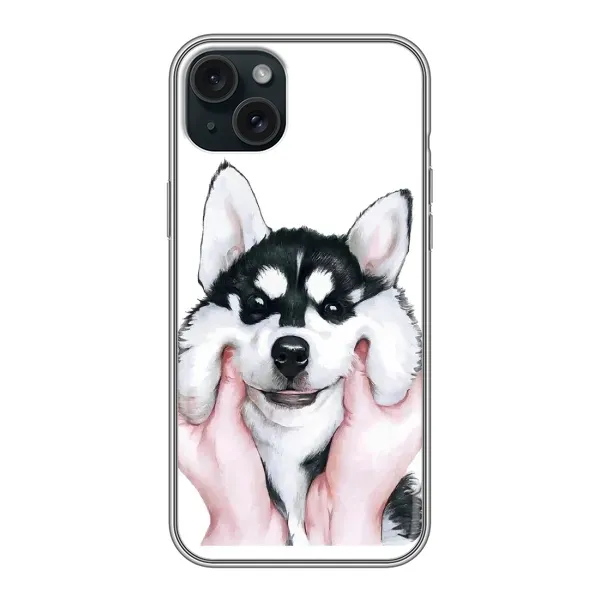 Чехол с рисунком «Собака Хаски» для iPhone 15 Plus Чехол с рисунком «Собака Хаски» для iPhone 15 Plus