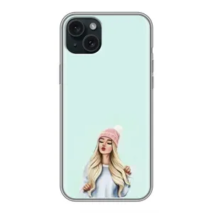 Силиконовый Чехол на iPhone 15 Plus с картинкой Стильных Девушек (В шапке)
