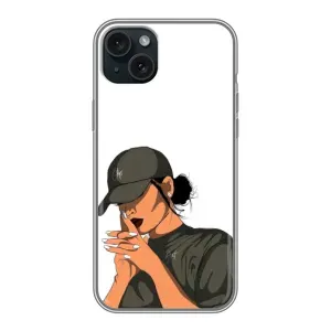 Силиконовый Чехол на iPhone 15 Plus с картинкой Стильных Девушек (В зеленом)