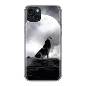 Чохол з Вовком на iPhone 15 Plus (Вовк і місяць)