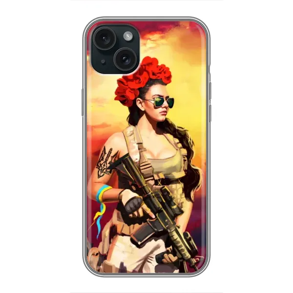 Чехол с рисунком «Женщина солдат» для iPhone 15 Plus Чехол с рисунком «Женщина солдат» для iPhone 15 Plus