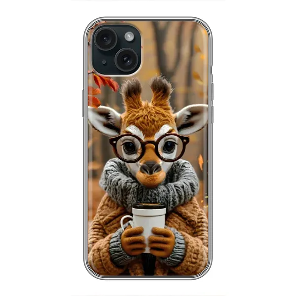Чехол с рисунком «Жираф с кофе» для iPhone 15 Plus Чехол с рисунком «Жираф с кофе» для iPhone 15 Plus