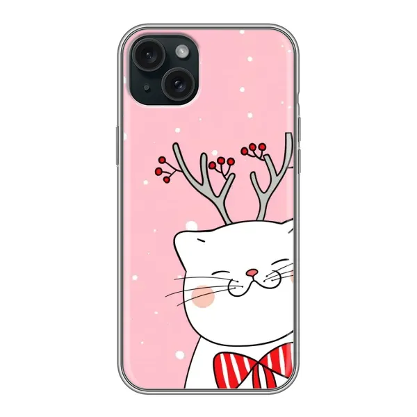Чехол с рисунком «Зимний кот» для iPhone 15 Plus Чехол с рисунком «Зимний кот» для iPhone 15 Plus