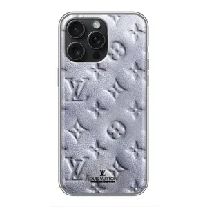 Текстурний Чохол Louis Vuitton для Айфон 15 Про Макс (Білий ЛВ)