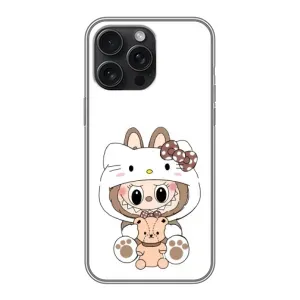 Чохол з принтом Лабубу для iPhone 15 Pro Max (Білий Лабубу)