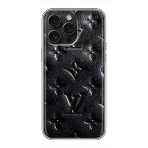 Текстурний Чохол Louis Vuitton для Айфон 15 Про Макс (Чорний ЛВ)
