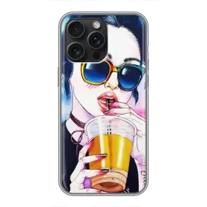 Чехол с картинкой Модные Девчонки iPhone 15 Pro Max (Девушка с коктейлем)